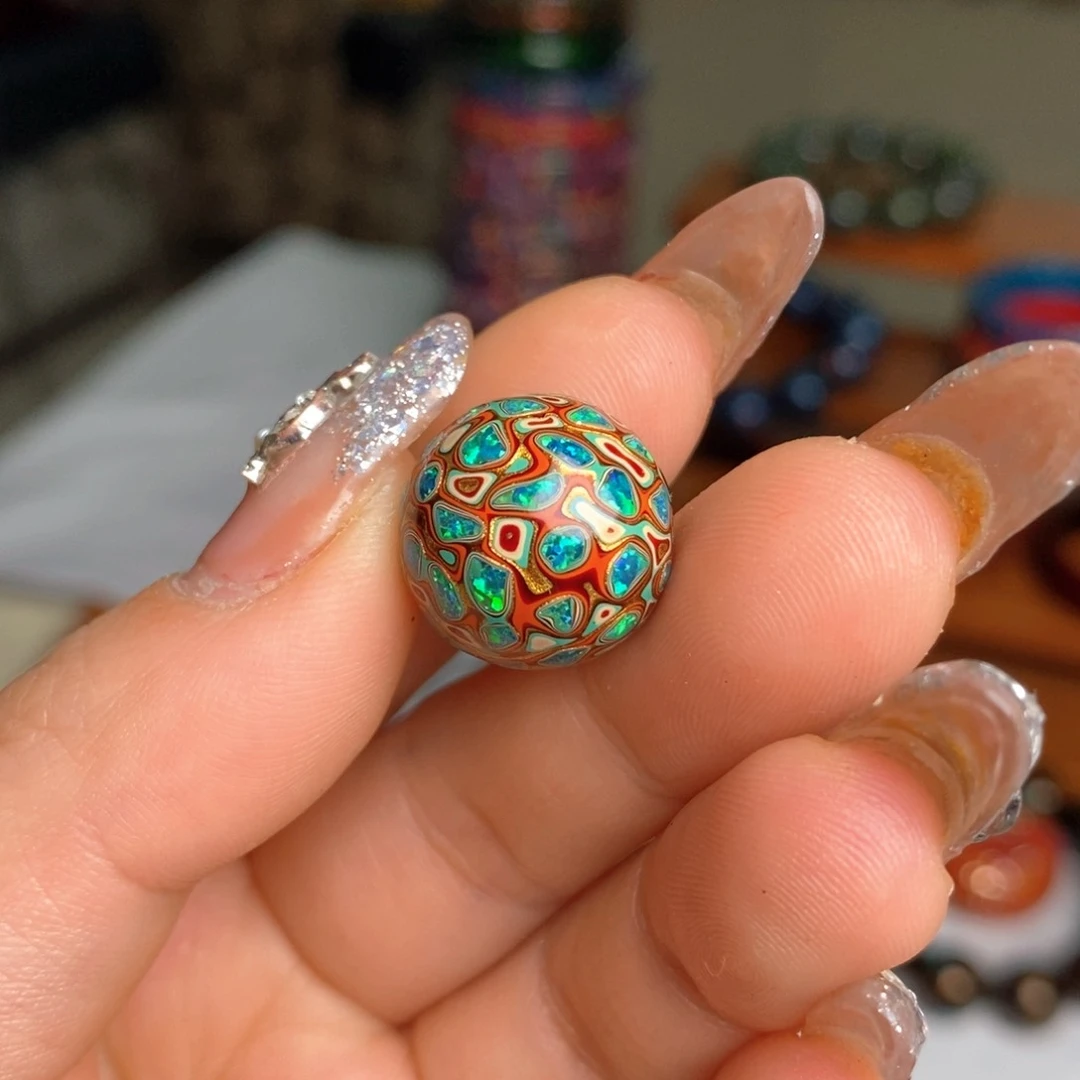 果****2大漆15mm犀皮纹精品单珠福利