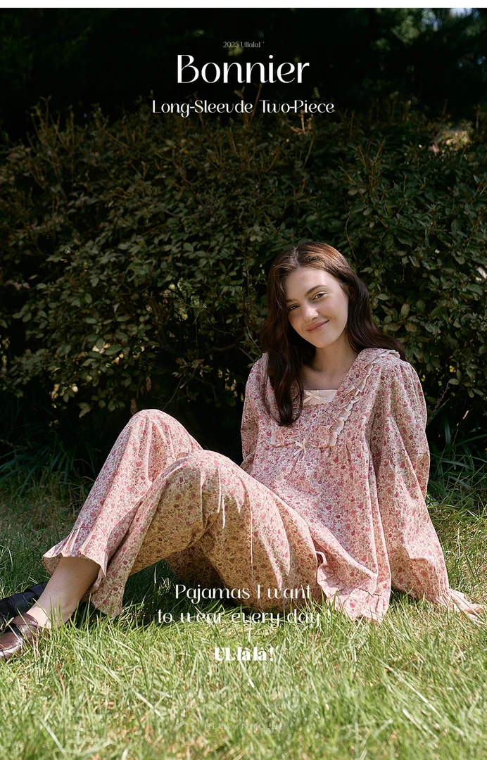 【树下优品】韩国UL家/2025春季方领套头甜美家居服套装睡衣女25110