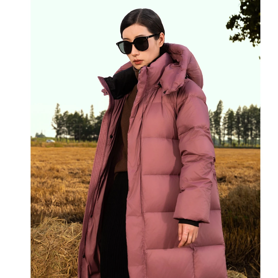 90白鸭绒超长款过膝新款情侣修身加厚保暖冬季朵绒羽绒服—237