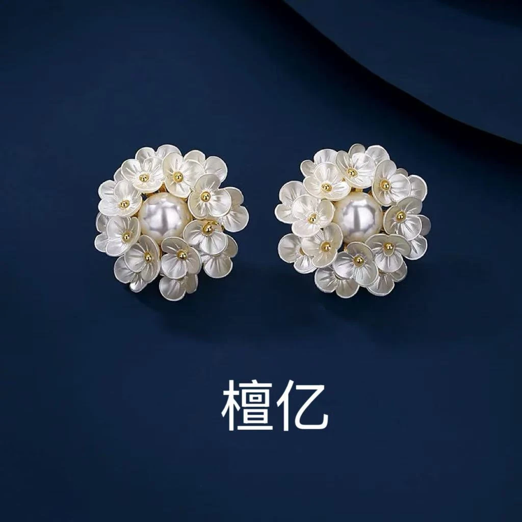 檀亿 铜合金耳饰 EH139繁花春夏花朵气质法式时尚轻奢大版耳钉