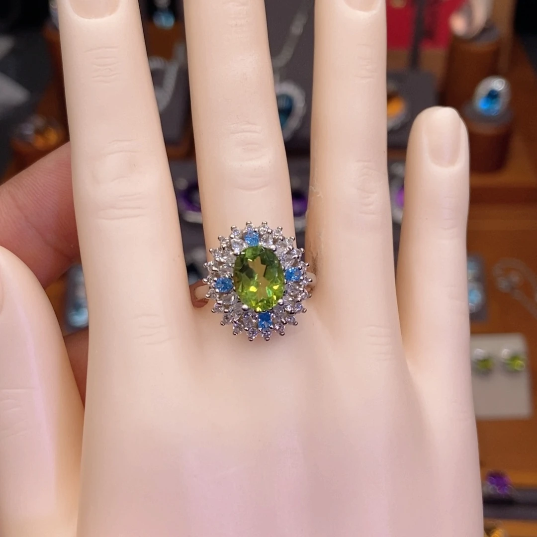 银S925镶嵌戒指橄榄石