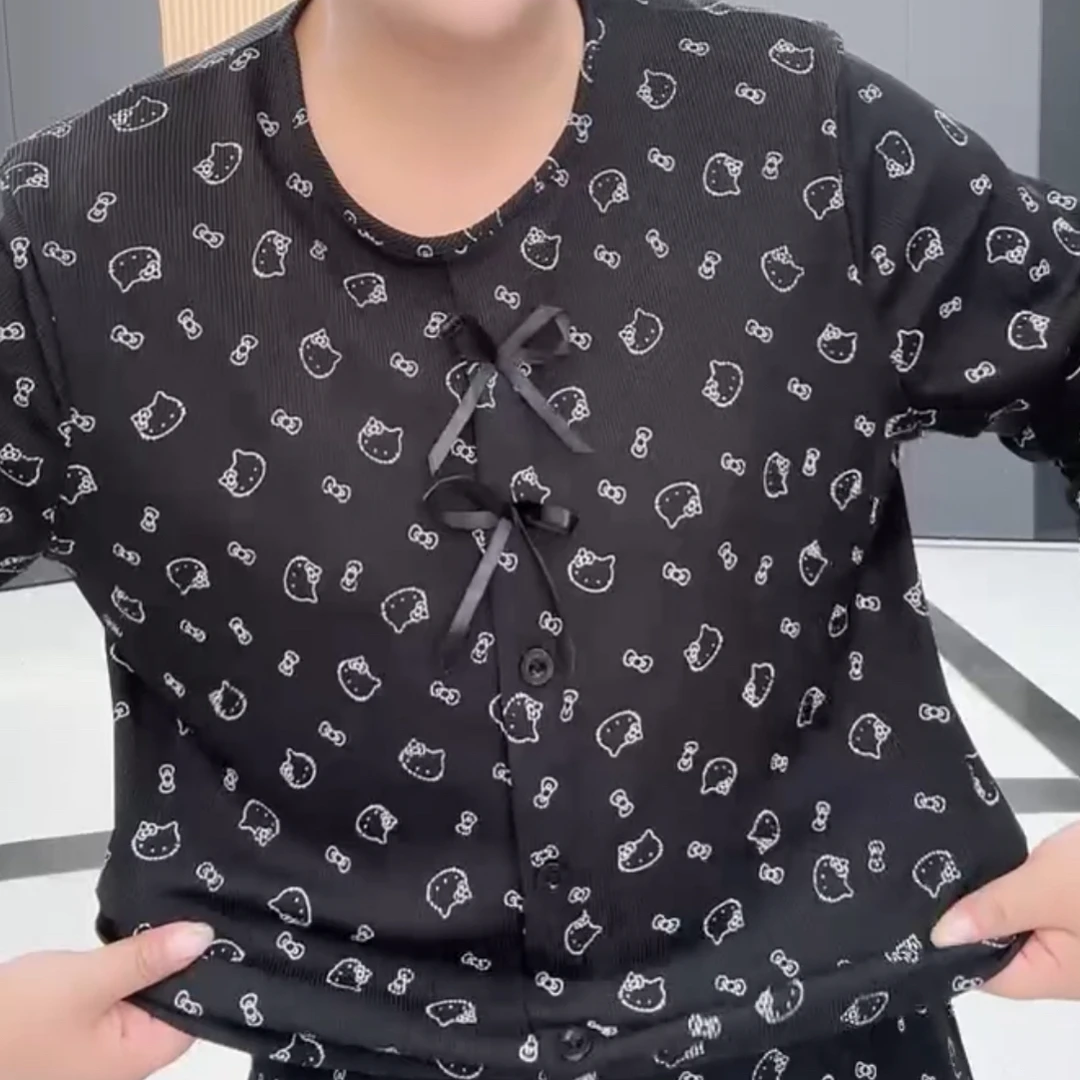 新款时尚大码甜美公主风宽松舒适女士长袖长裤卡通印花家居服