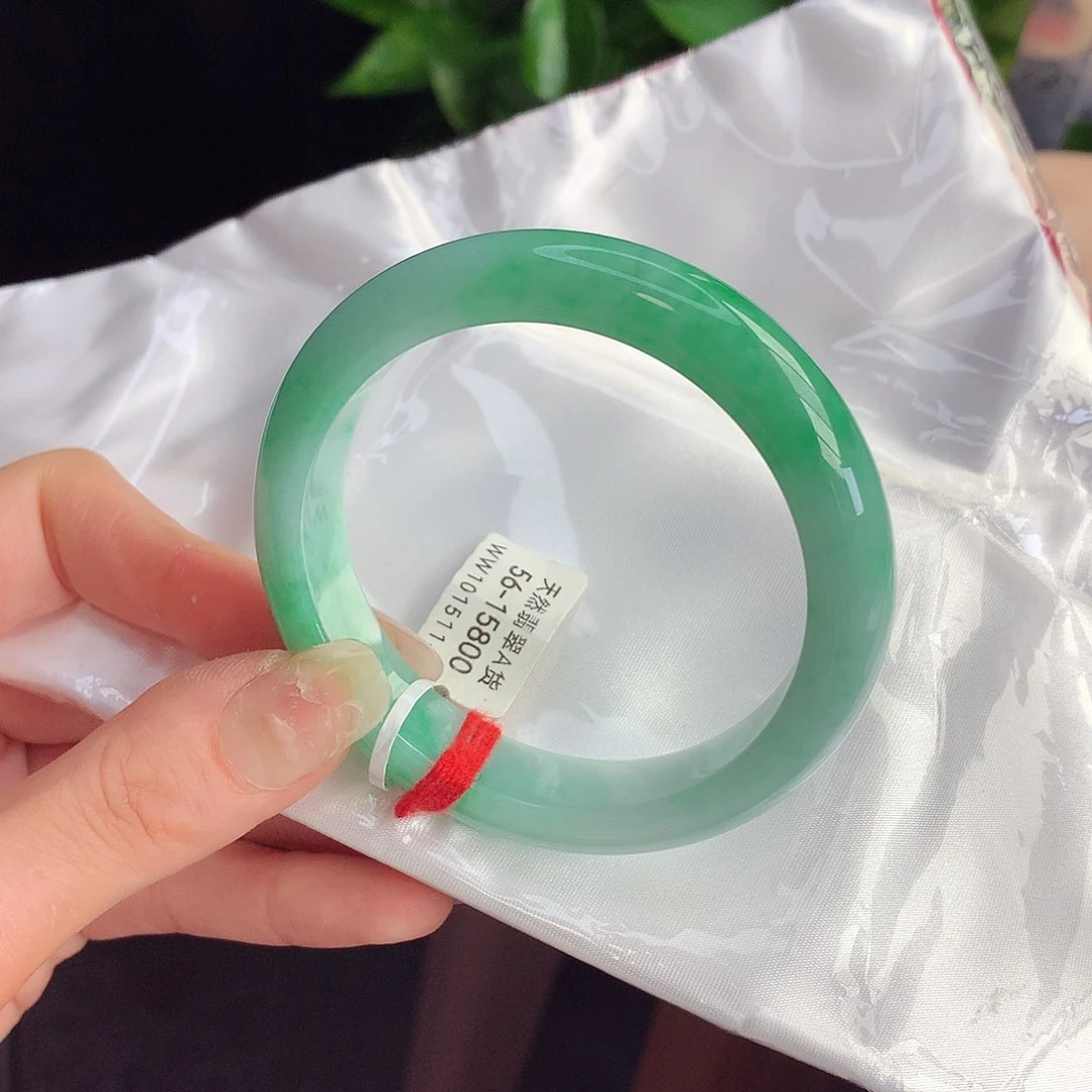 未镶嵌手镯翡翠天然A货翡翠56-57小万色货天花板21号