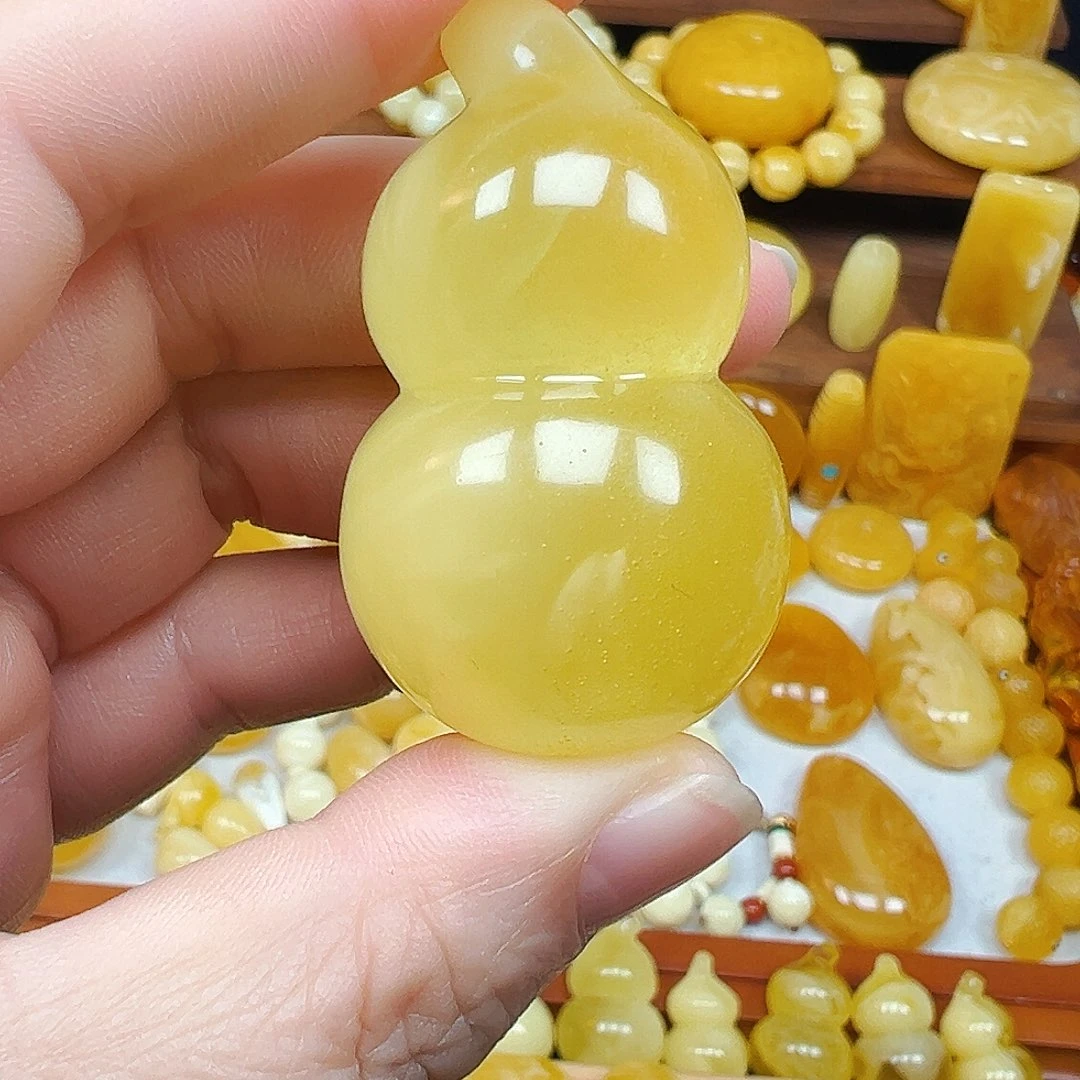 蜜蜡未镶嵌珠宝奇石芯***开蜜蜡葫芦