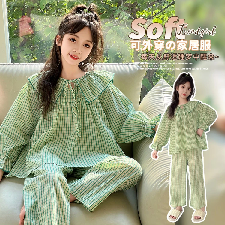 儿童睡衣春秋公主风2025款纯棉长袖套装女童高端洋气中大童家居服