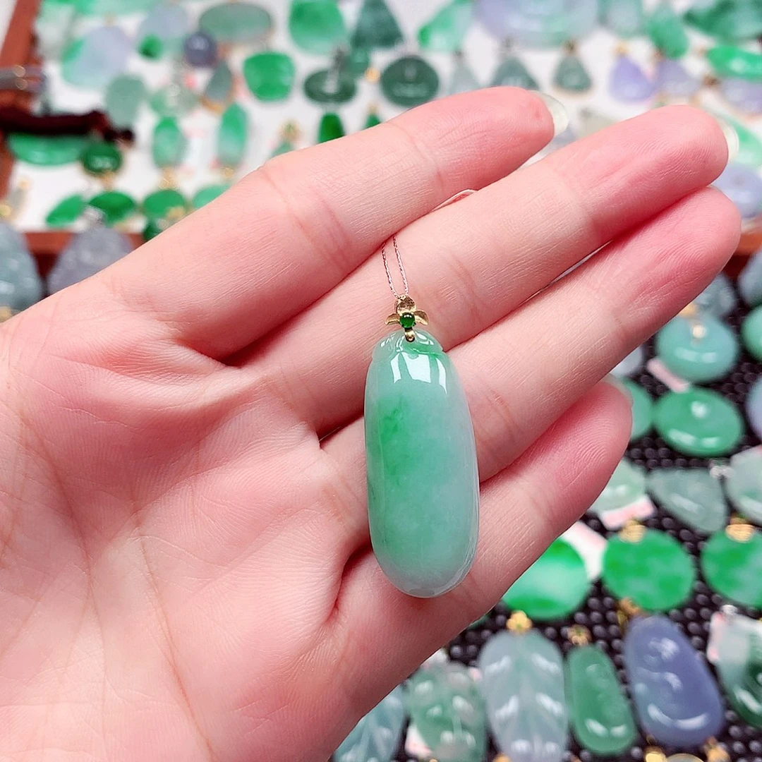 翡翠18K金镶嵌吊坠(不含链)