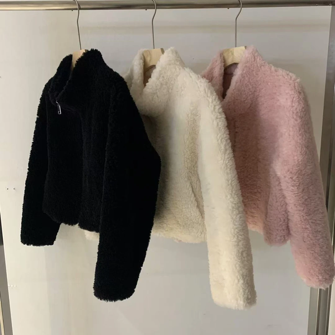 冬季小个子立领皮毛一体短外套