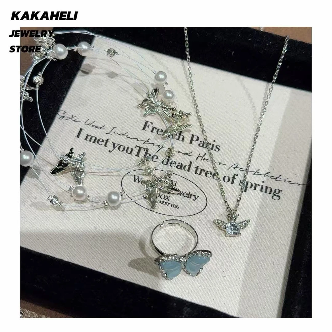 钛钢项链 赫本风气质感十足蝴蝶项链组合 KK5071【三件套】