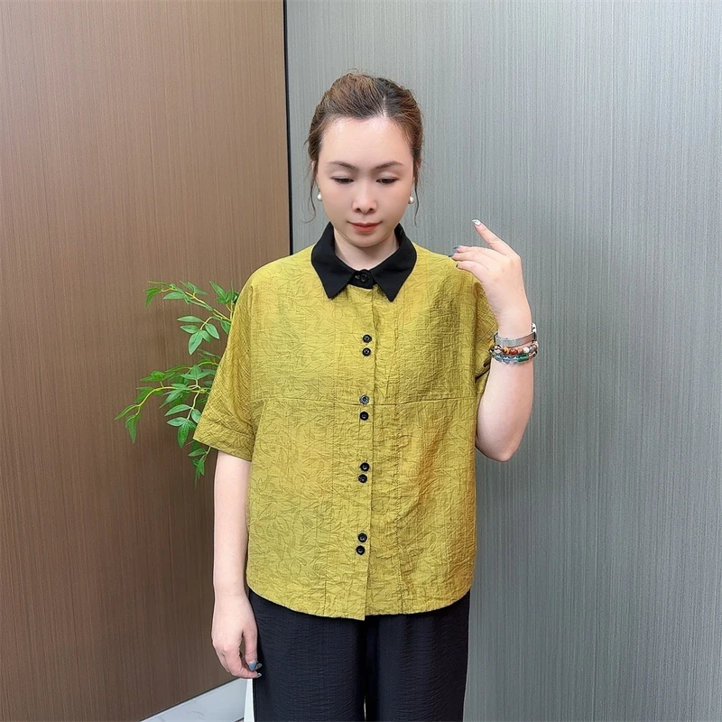 高品质夏季中老年女装潮流新款妈妈装气质翻领薄款透气百搭上衣女