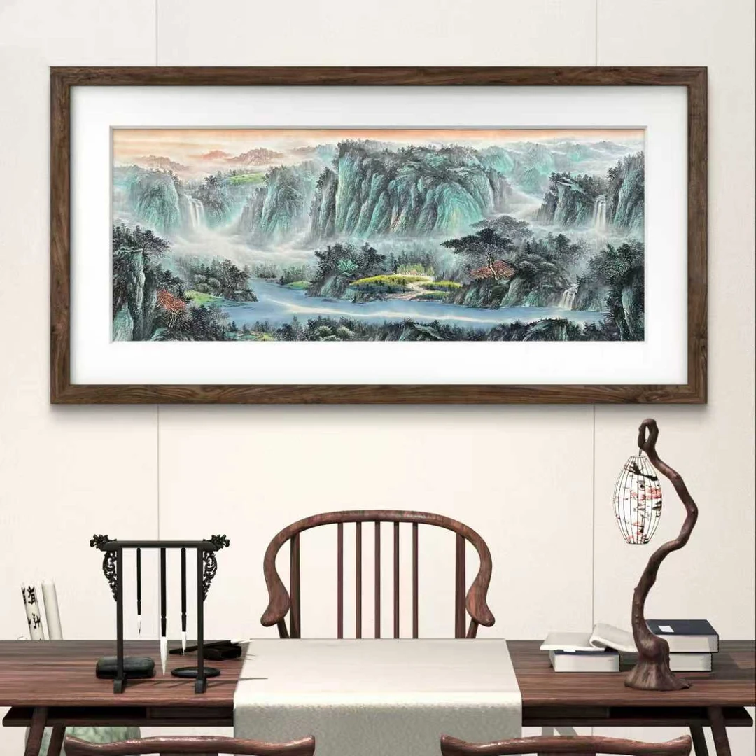 【山水画】欧阳宾亲笔280*110m手写手绘礼盒作品（34）