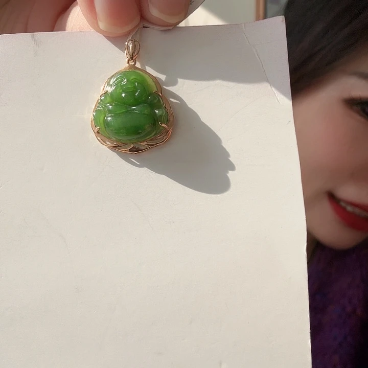 和田玉18K金镶嵌颈饰倩