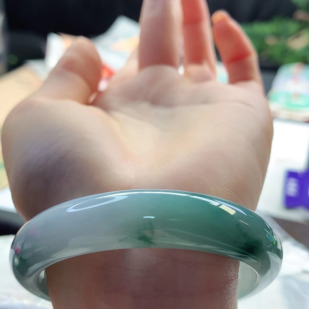 翡翠手镯未镶嵌天然翡翠57-58小万蓝花高级款