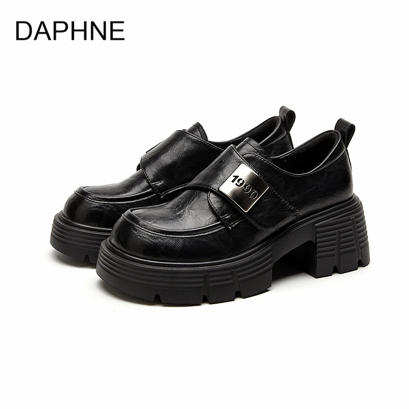 达芙妮爆款厚底乐福鞋2024秋季新款英伦风乐福鞋增高百搭休闲女鞋