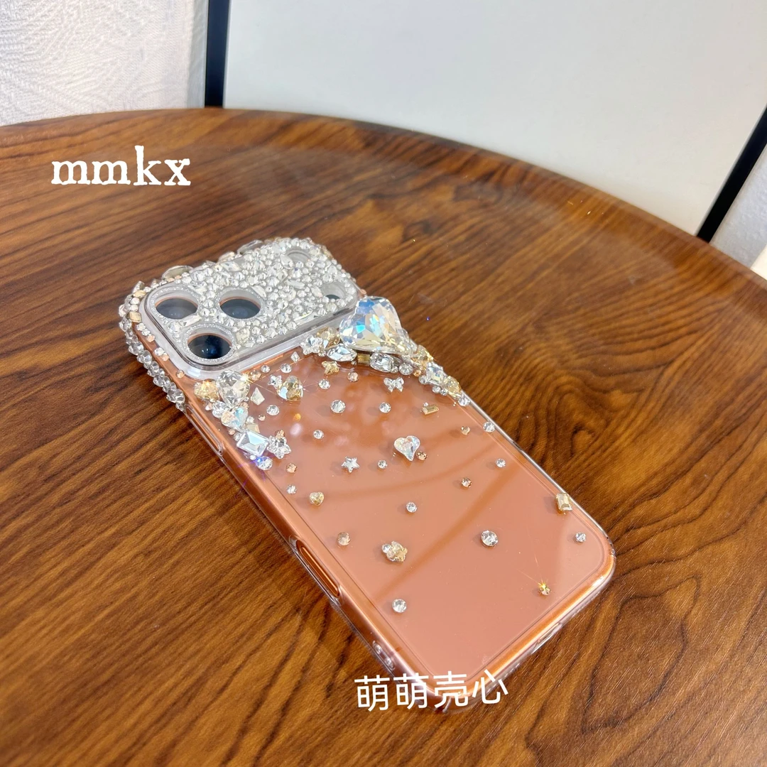 香槟大歪心水钻13堆钻14手机壳15适用16pro苹果17promax华为