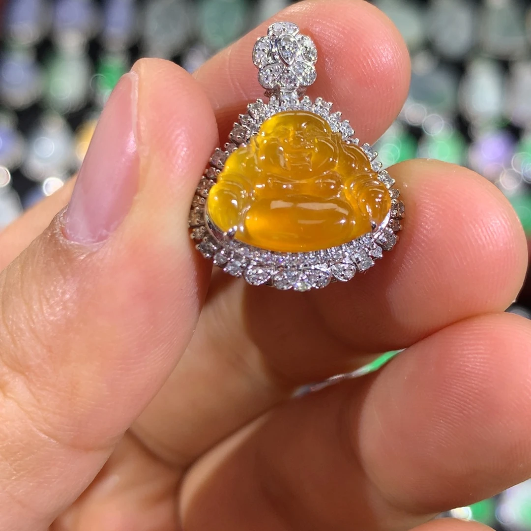 翡翠18K金镶嵌吊坠(不含链)签收后48小时鉴赏期