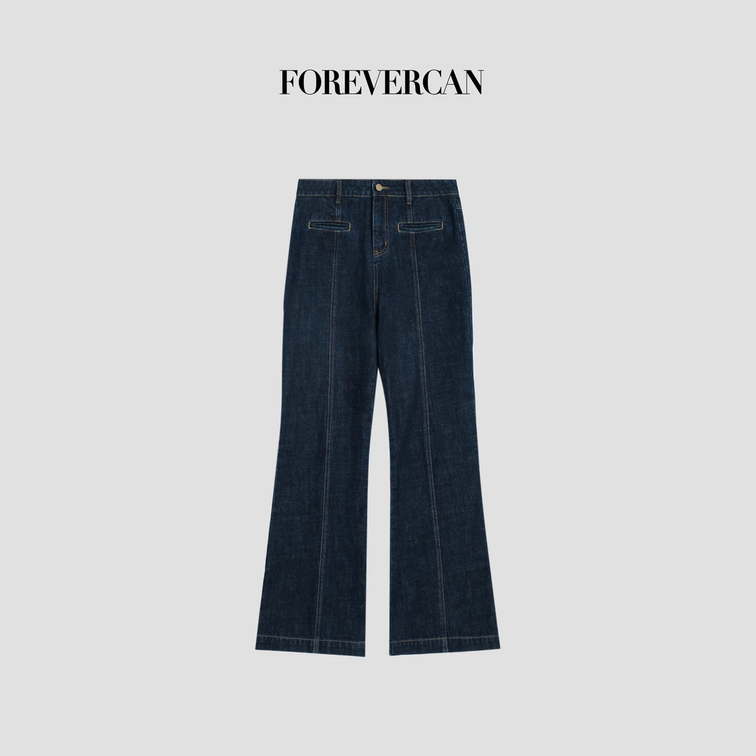 FOREVERCAN“长腿轨迹”土耳其进口软牛仔折痕女士牛仔裤SP19281