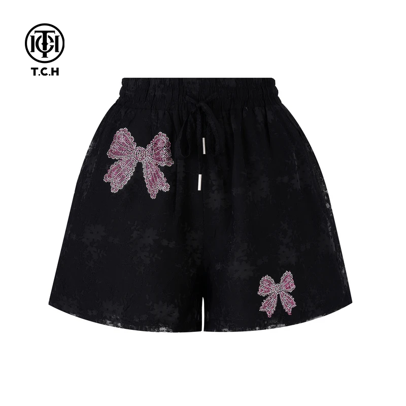 TCH-服饰潮牌25夏季新款烫钻工艺休闲时尚百搭短裤T75A21E5013