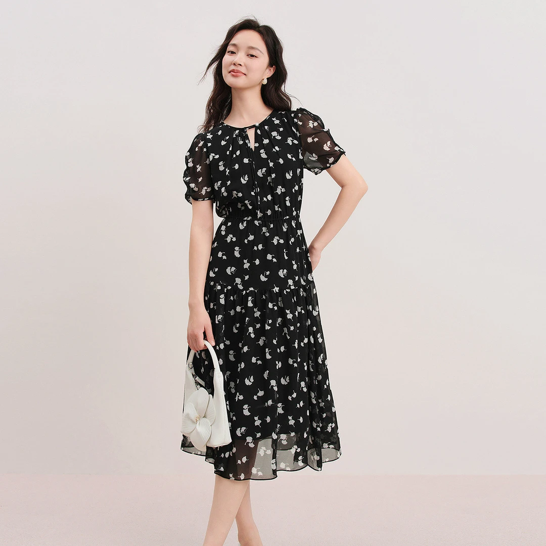 【羊羊专属】珂莱蒂尔雪纺碎花裙】夏季新款优雅气