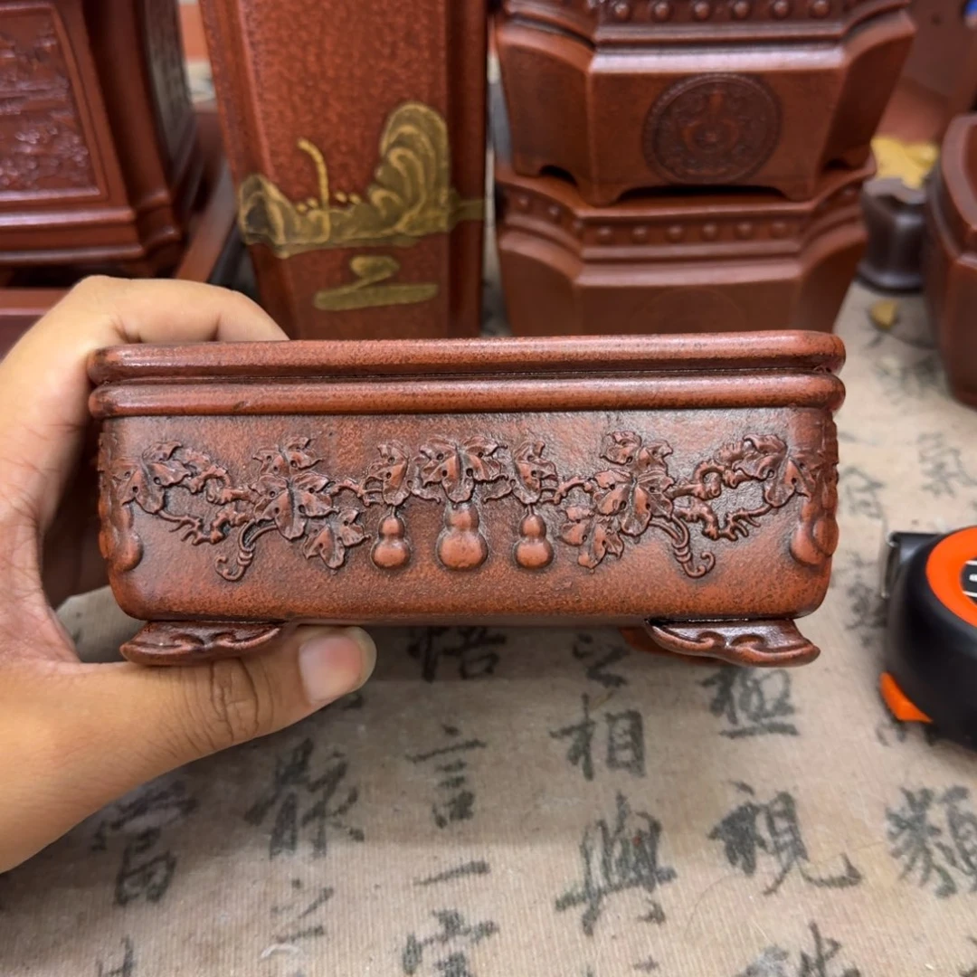 紫砂花盆14x10.5x5内经紫砂花盆