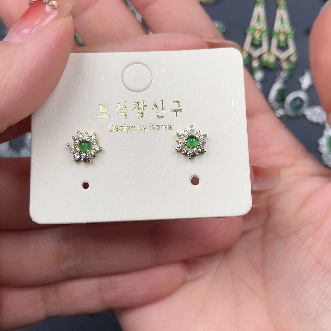 翡翠银S925镶嵌耳饰000