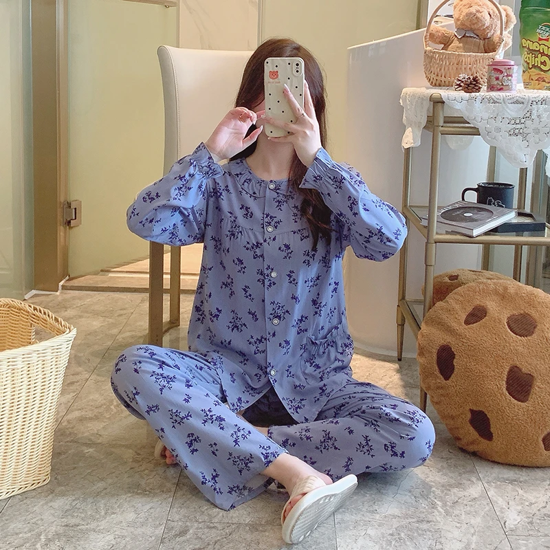 2024新款棉绸睡衣女春秋夏天超薄款长袖长裤开衫月子服空调服
