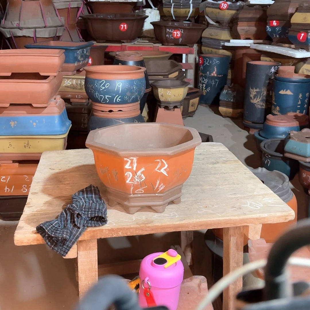 紫砂花盆八方盆一个