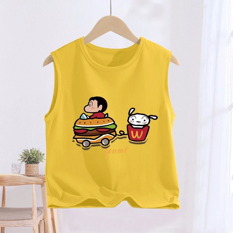 儿童纯棉夏季夏款背心无袖女童洋气男童百搭宝宝打底上衣卡通薄款