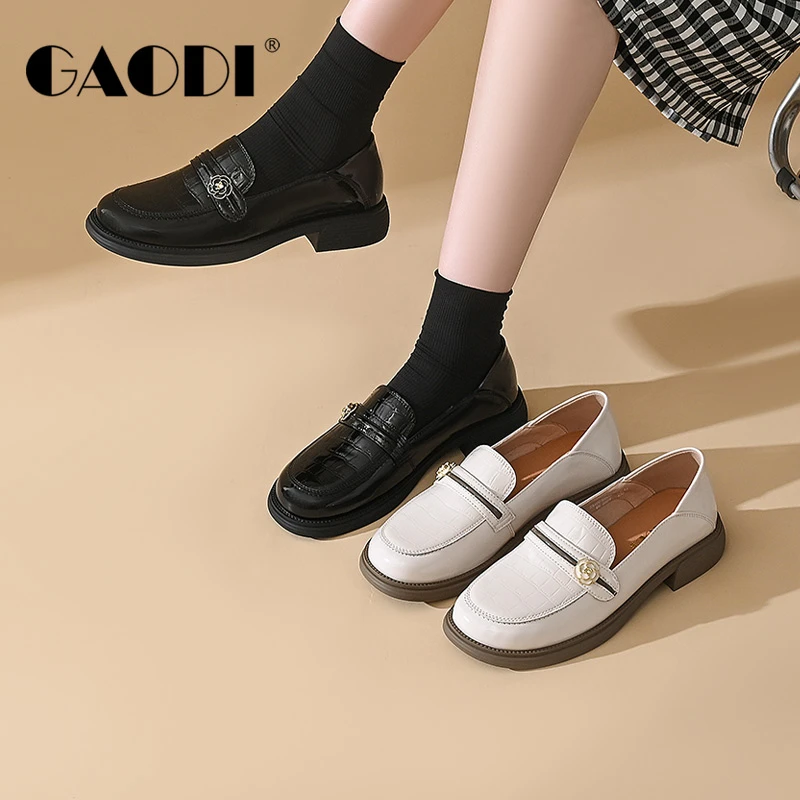 高蒂新款羊皮舒适圆头乐福鞋244001S607