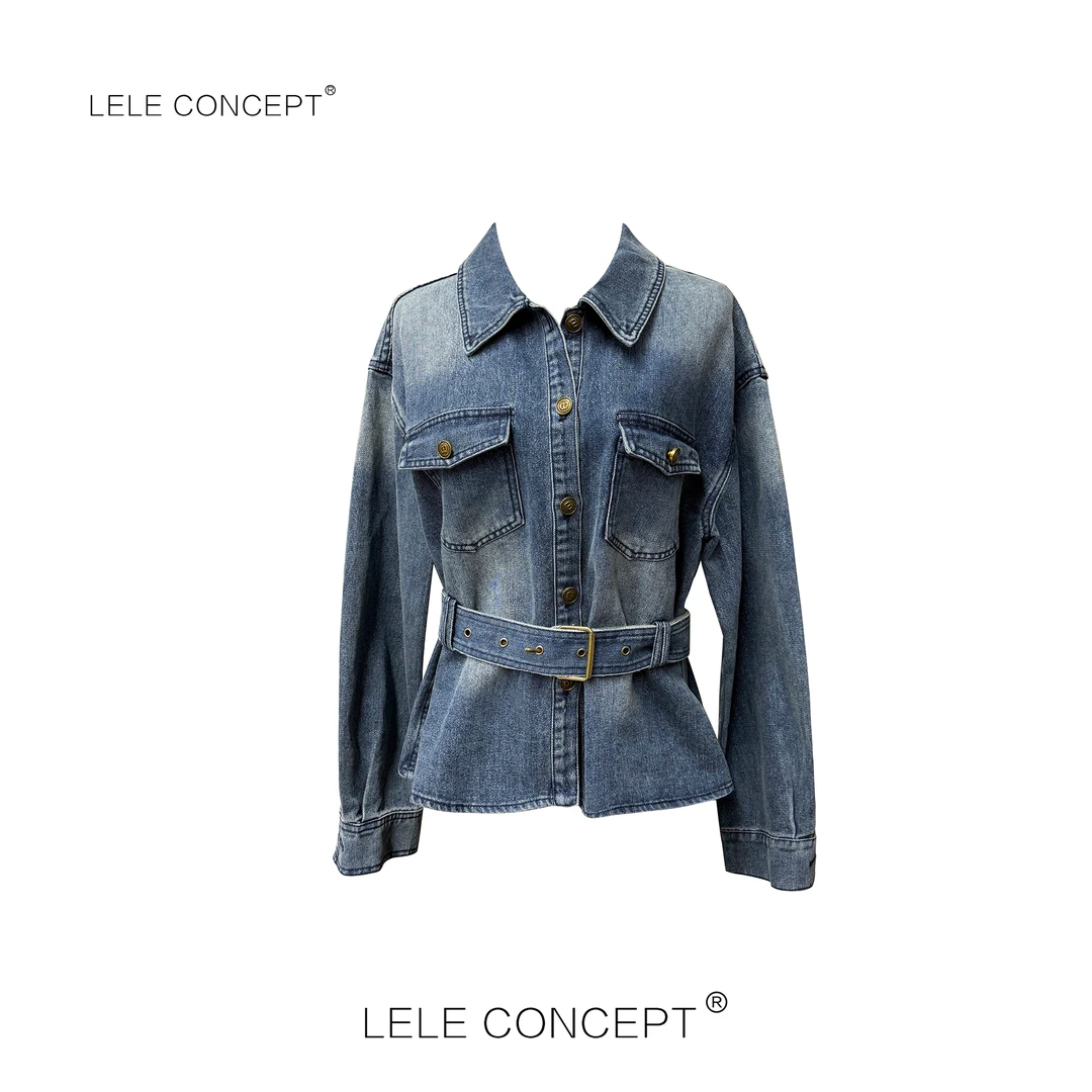 LELE CONCEPT｜都市时尚收腰设计款系腰带牛仔外套FW25C0092W