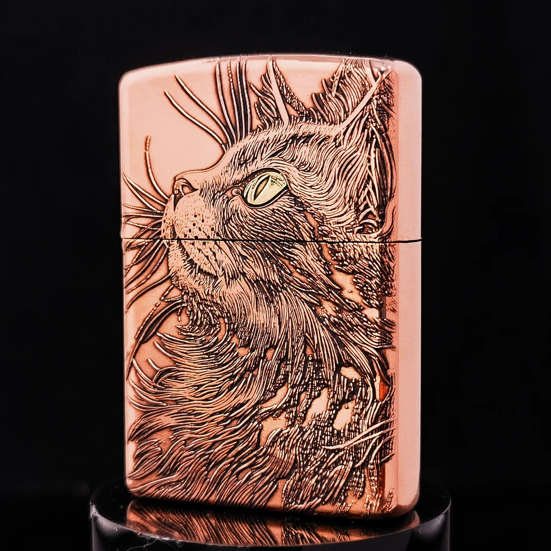 ZIPPO正品打火机/紫铜套壳重甲【仰望星空睡猫DY9902TJ