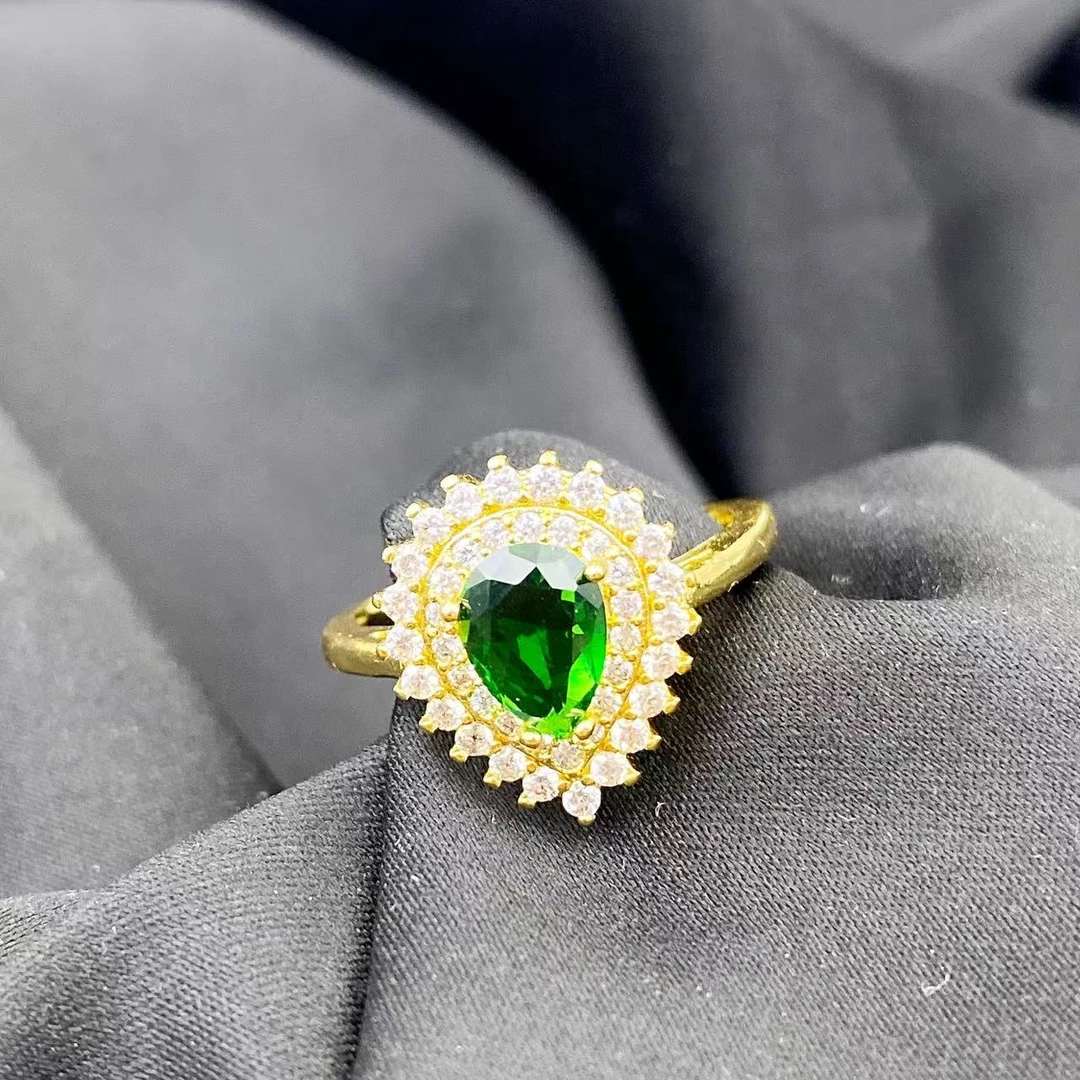 祖母绿满钻爱心轻奢戒指A598（合成培育）