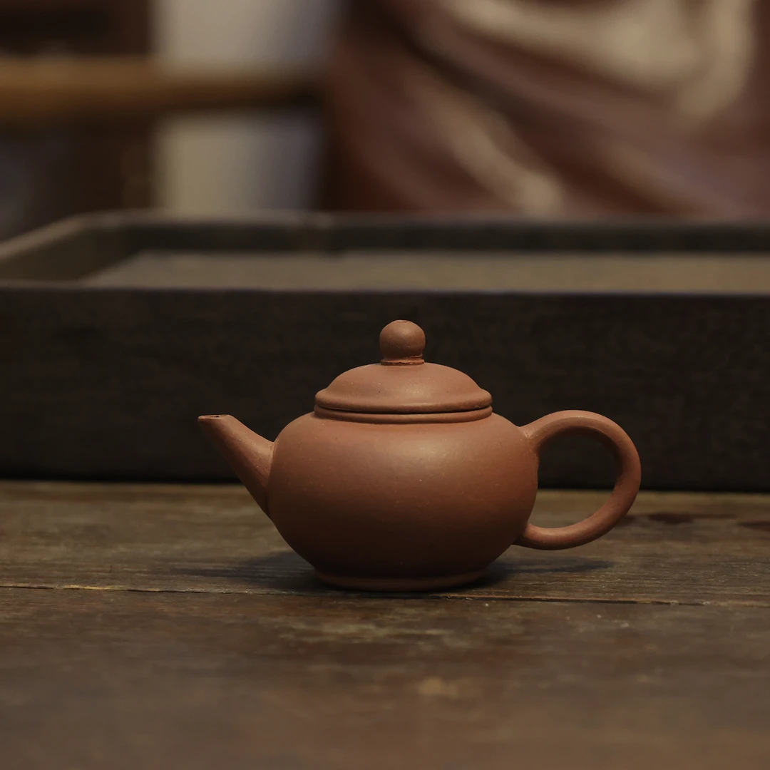 80年代厂工人制作小水平壶小容量红泥茶壶茶具紫砂壶35毫升