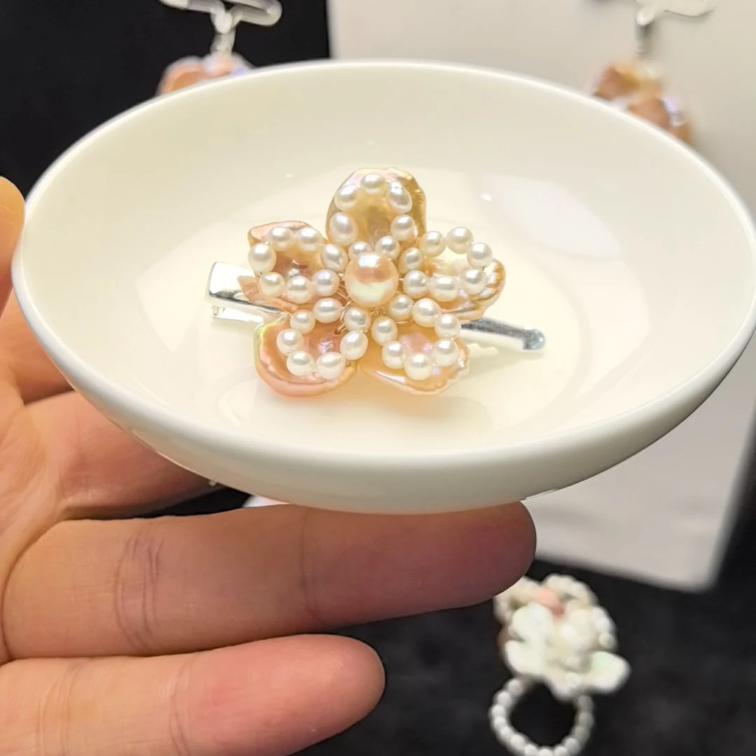 淡水珍珠未镶嵌耳饰鸭嘴夹