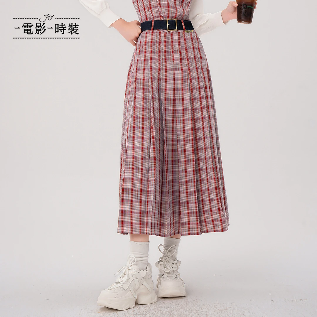 【程钱钱】一电影一时装a字大裙摆格纹半身裙FFEQ113455