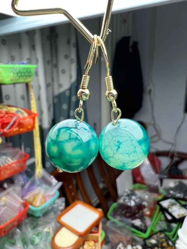 原创龙纹玛瑙圆珠耳坠耳环耳钩