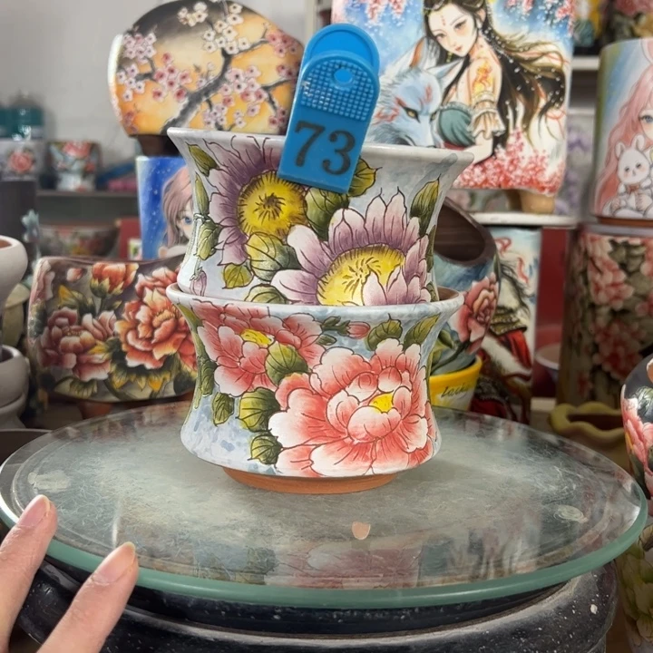 满38包邮景德镇手绘花盆