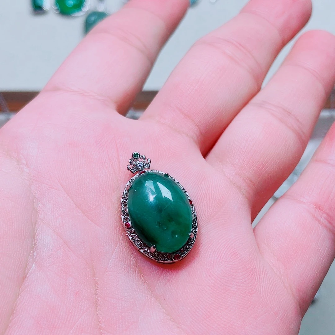 珐琅吊坠925银蛋面