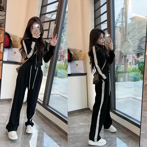 春秋休闲风时尚套装套装洋气早春炸街韩版减龄卫衣网红阔腿裤