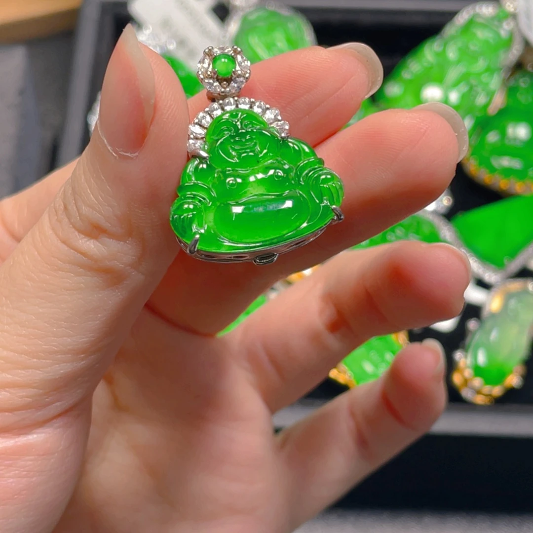 翡翠银S925镶嵌吊坠(不含链)