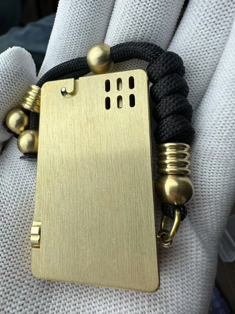 【黄铜爱斯普利】挂绳光板铆栓古董异形一键弹射煤油打火机