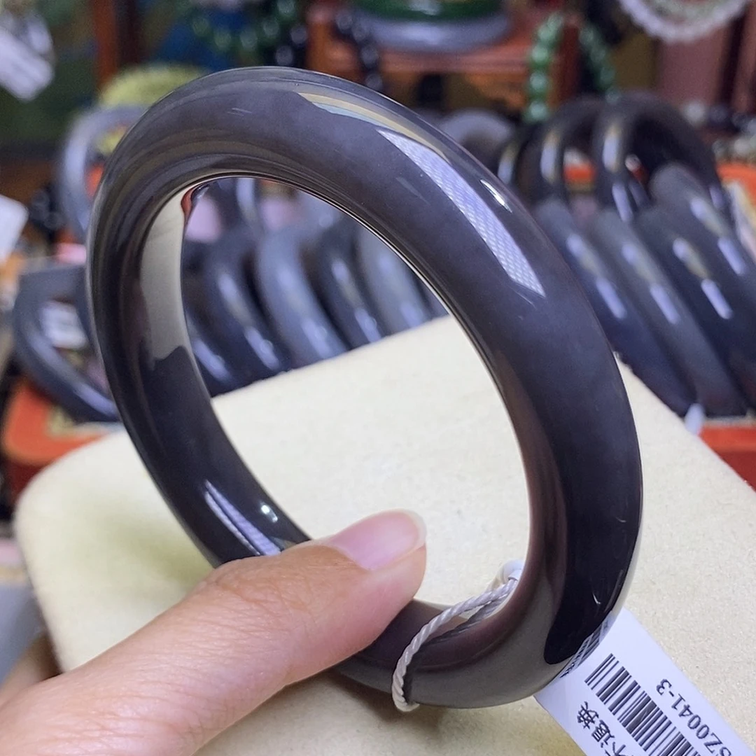 和田玉未镶嵌颈饰帝王色59收藏老矿料烟紫手镯