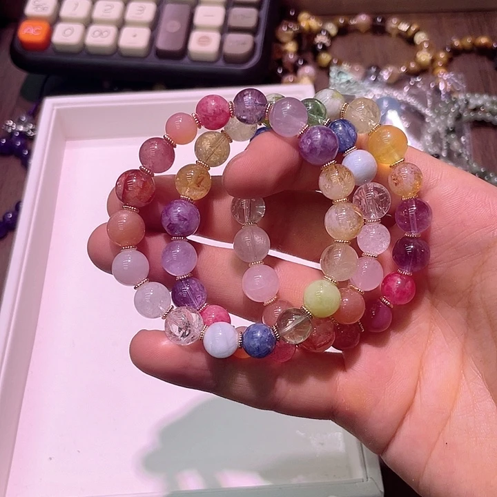 水晶手链未镶嵌彩虹多宝