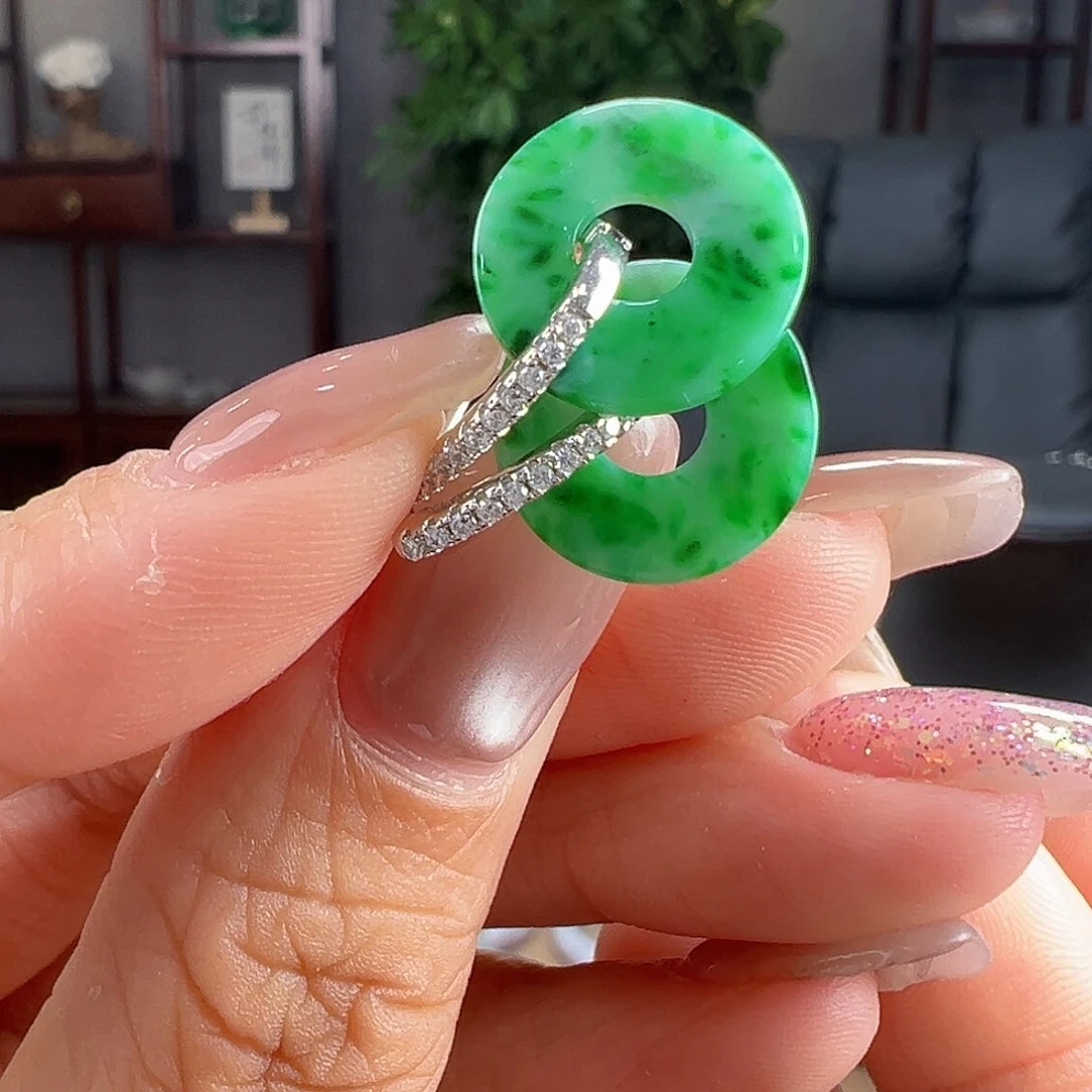 翡翠银S925镶嵌耳饰耳饰