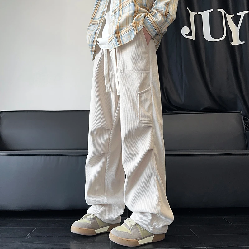FINALSENSE秋冬季男女款工装休闲裤灯芯绒百搭潮牌时尚直筒阔腿裤