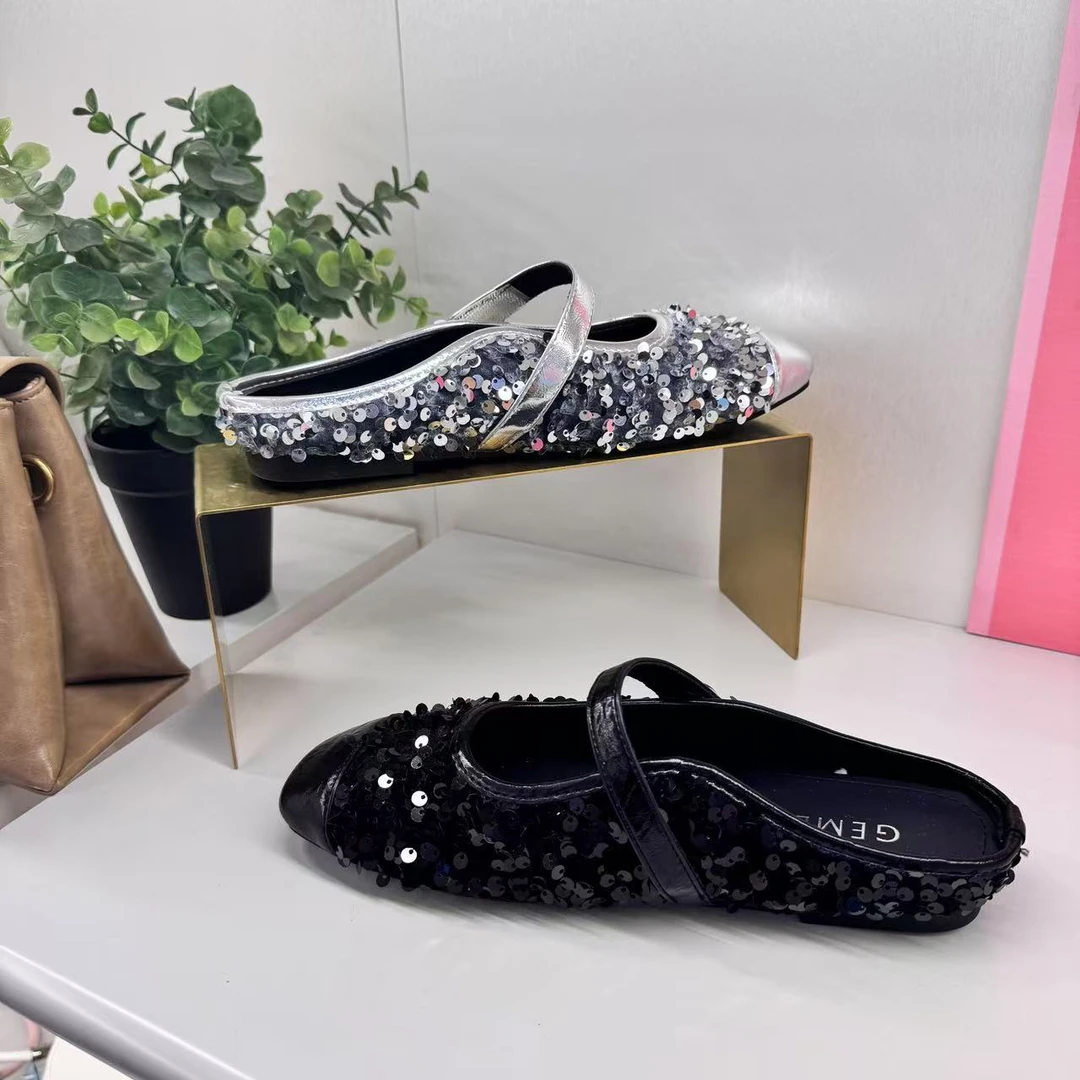 戈美其山东万达店断码鞋平底亮片拖鞋时尚百搭编号190225111