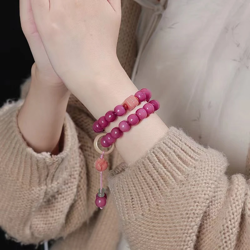 乌梅子酱普提双圈手串霞光紫色女生百搭文玩古风佛珠