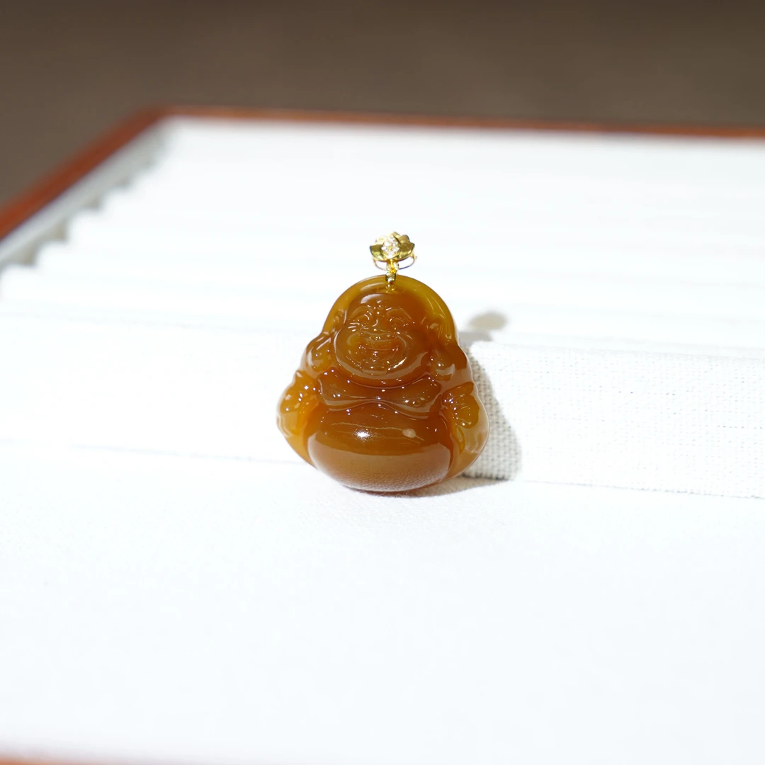 18K收藏级天然和田玉正宗新疆金山矿红糖佛公绝美高级色系