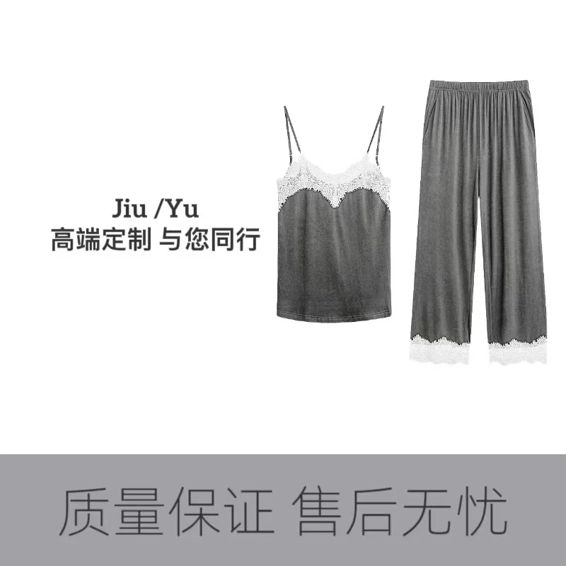 带胸垫莫代尔棉睡衣女款大露背2025爆款吊带短裤套装纯欲风家居服