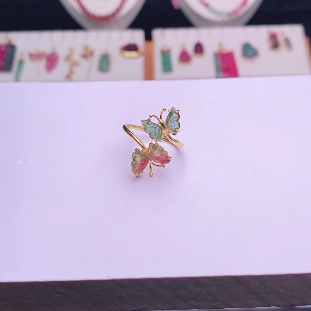 蝴蝶戒指m未镶嵌碧玺