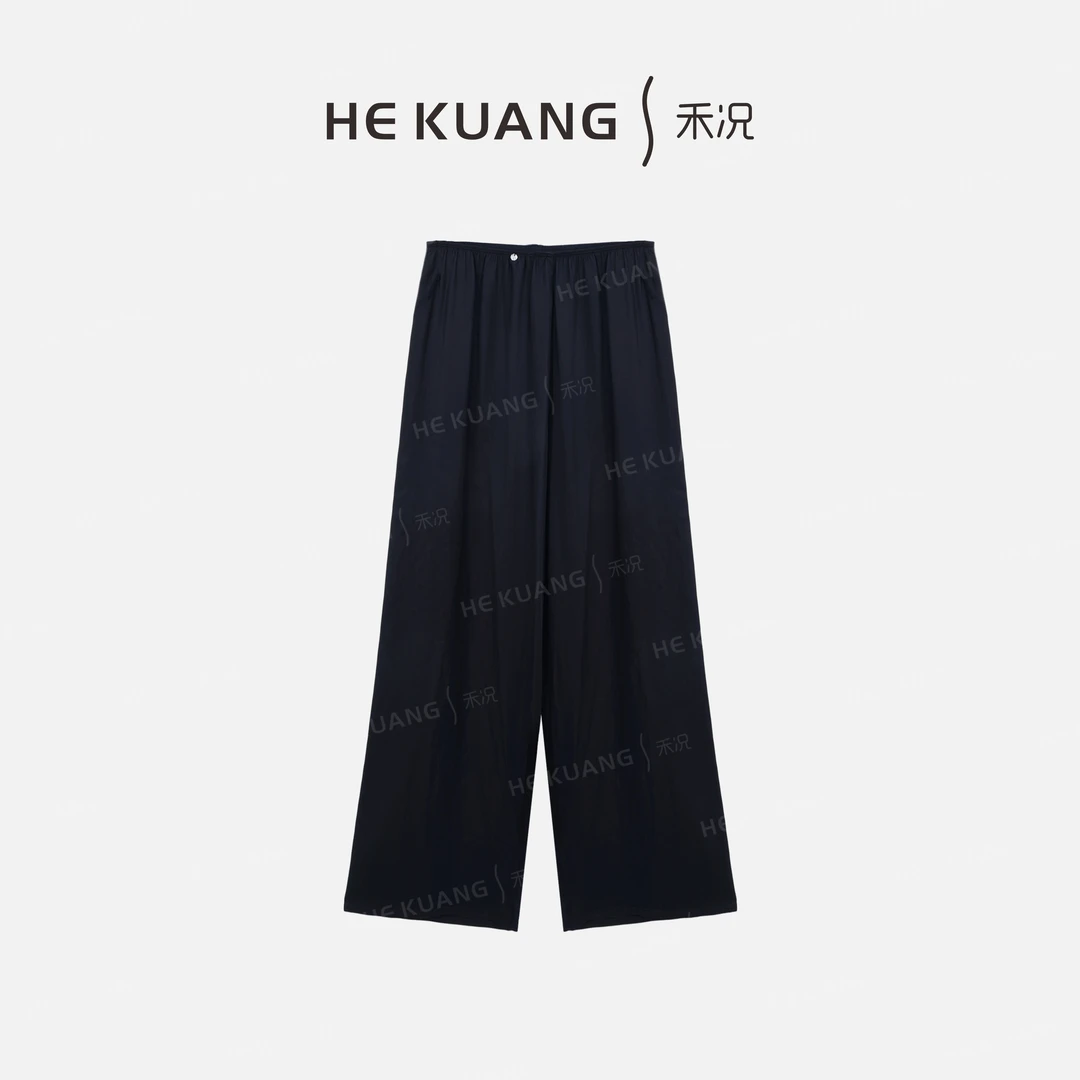 禾况HEKUANG【风眠】莱赛尔天丝纯色垂顺感抽绳长裤阔腿裤K652 0237